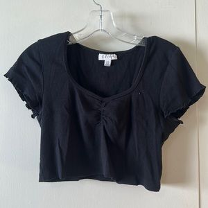 TOPSHOP Black cap sleeve ribbed crop top